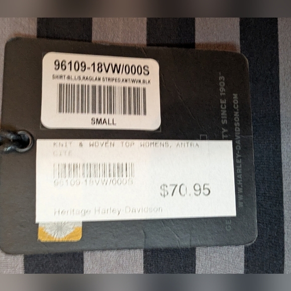 Harley-Davidson Raglan Striped Shirt relaxed fit. Limited Ed women's Sz Small - Picture 3 of 13